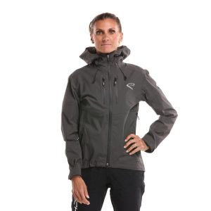 Chaqueta de lluvia para mujer EKOI Racing MTB TRAIL Gris Carbón