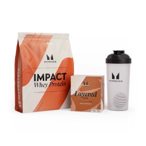 Paquete de Impact Whey Protein + barritas proteicas Layered - Triple Choc Fudge - Vanilla